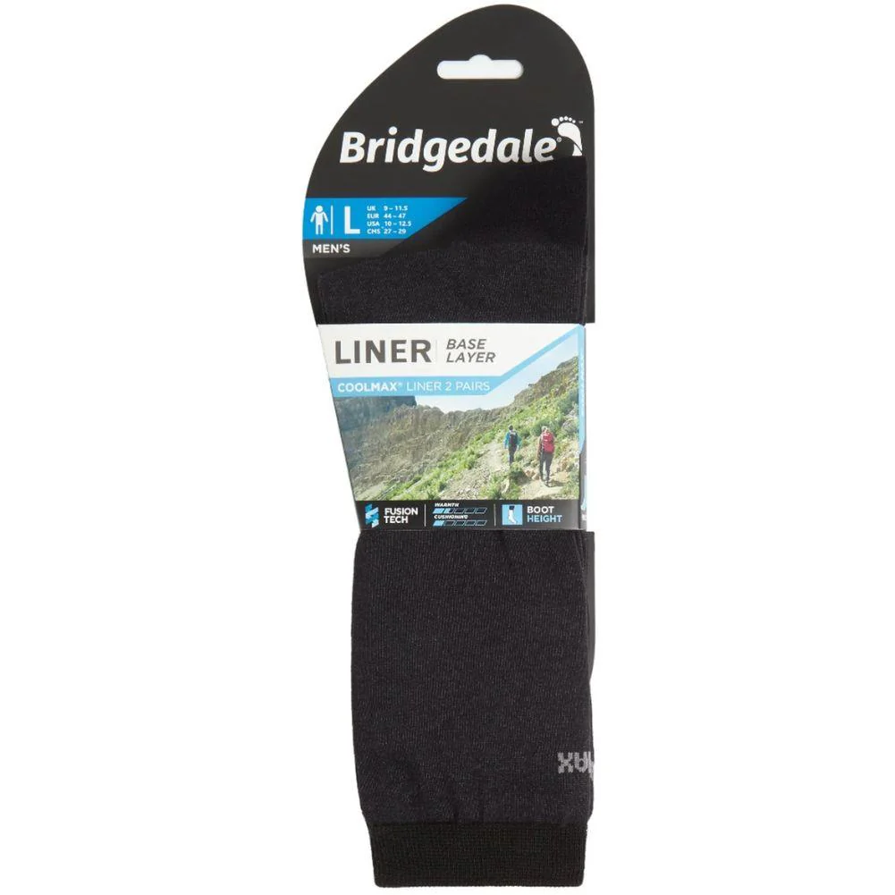 Bridgedale Men's Base Layer Coolmax Liner Twin Pack (Black) - Image 4