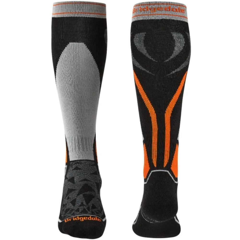 Bridgedale Men's Midweight Merino Performance Over Calf Ski Socks (Black/Silver) - Image 2