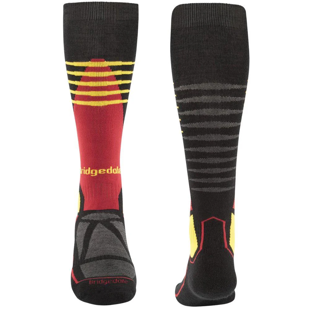 Bridgedale Men's Ski Midweight Merino Performance Over Calf Ski Socks (Black/Gold) - Image 2