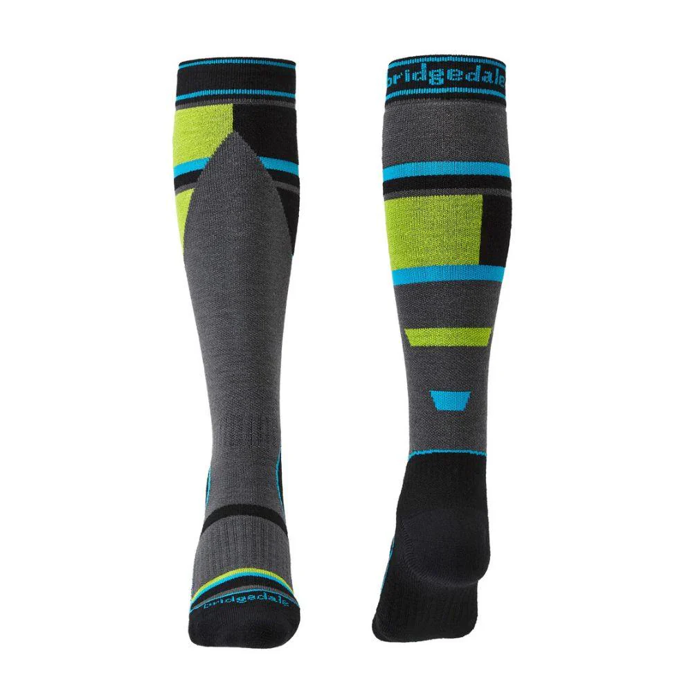 Bridgedale Mountain Junior Ski Socks (Grey/Green) - Image 2