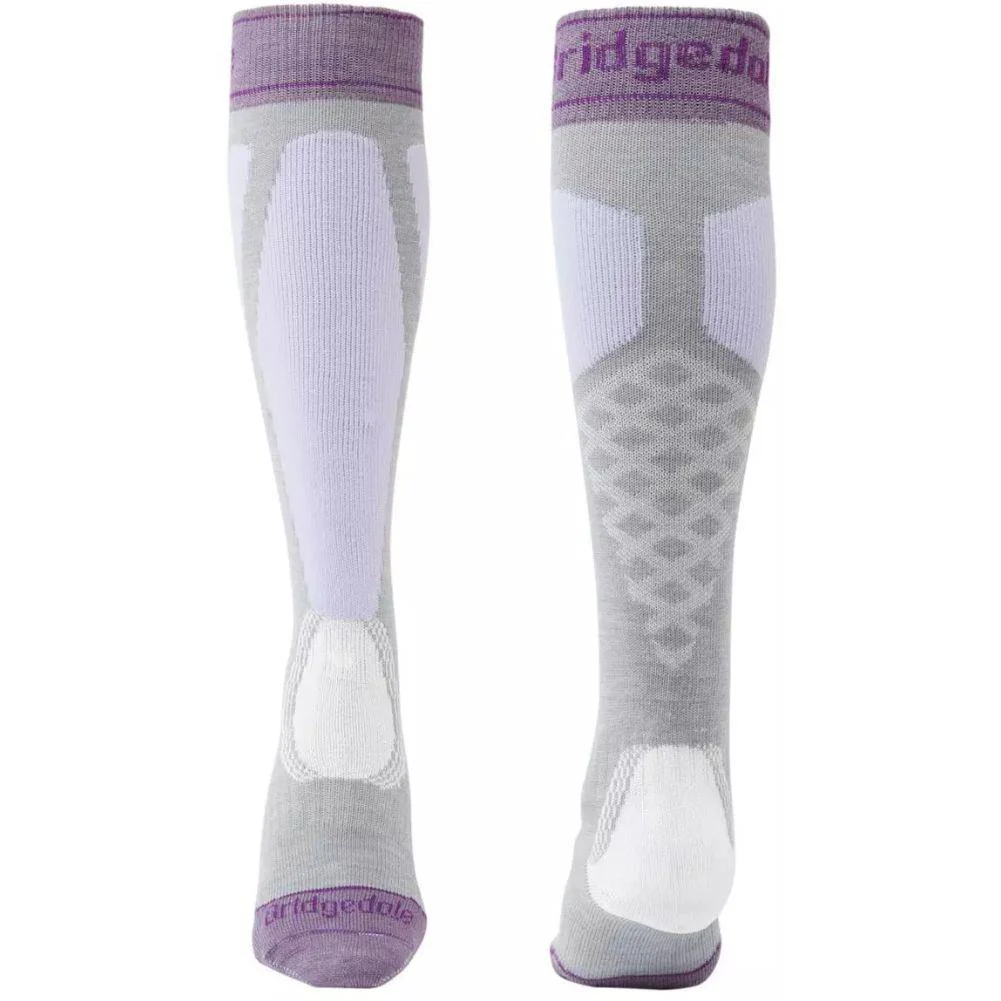 Bridgedale Women's Ski Easy On Merino Endurance Over Calf Ski Socks (Grey/Lilac) - Image 2