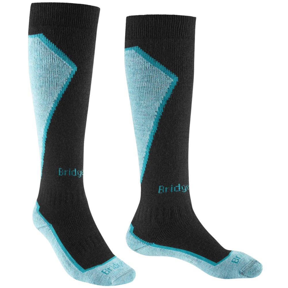Bridgedale Women's Ski Midweight Merino Performance Over Calf Ski Socks (Black/Blue)