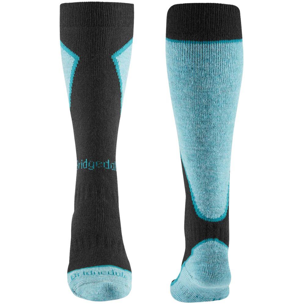 Bridgedale Women's Ski Midweight Merino Performance Over Calf Ski Socks (Black/Blue) - Image 2