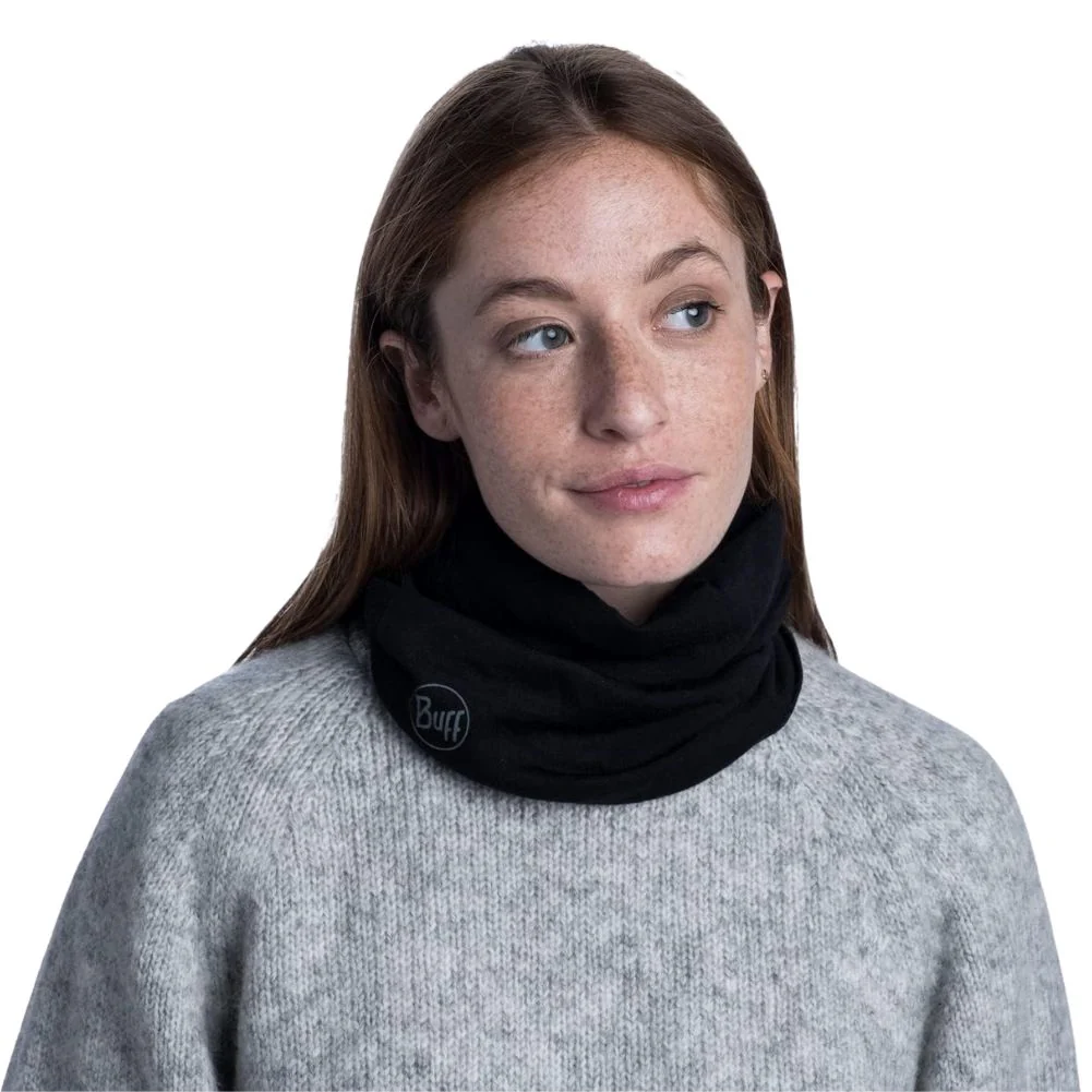 Buff Midweight Merino Wool Neckwarmer/Facecover (Solid Black) - Image 4