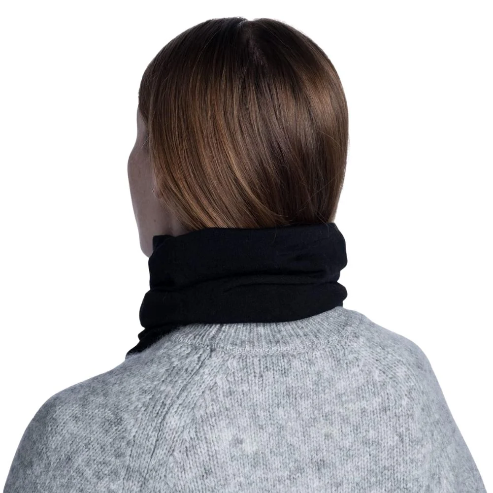 Buff Midweight Merino Wool Neckwarmer/Facecover (Solid Black) - Image 5