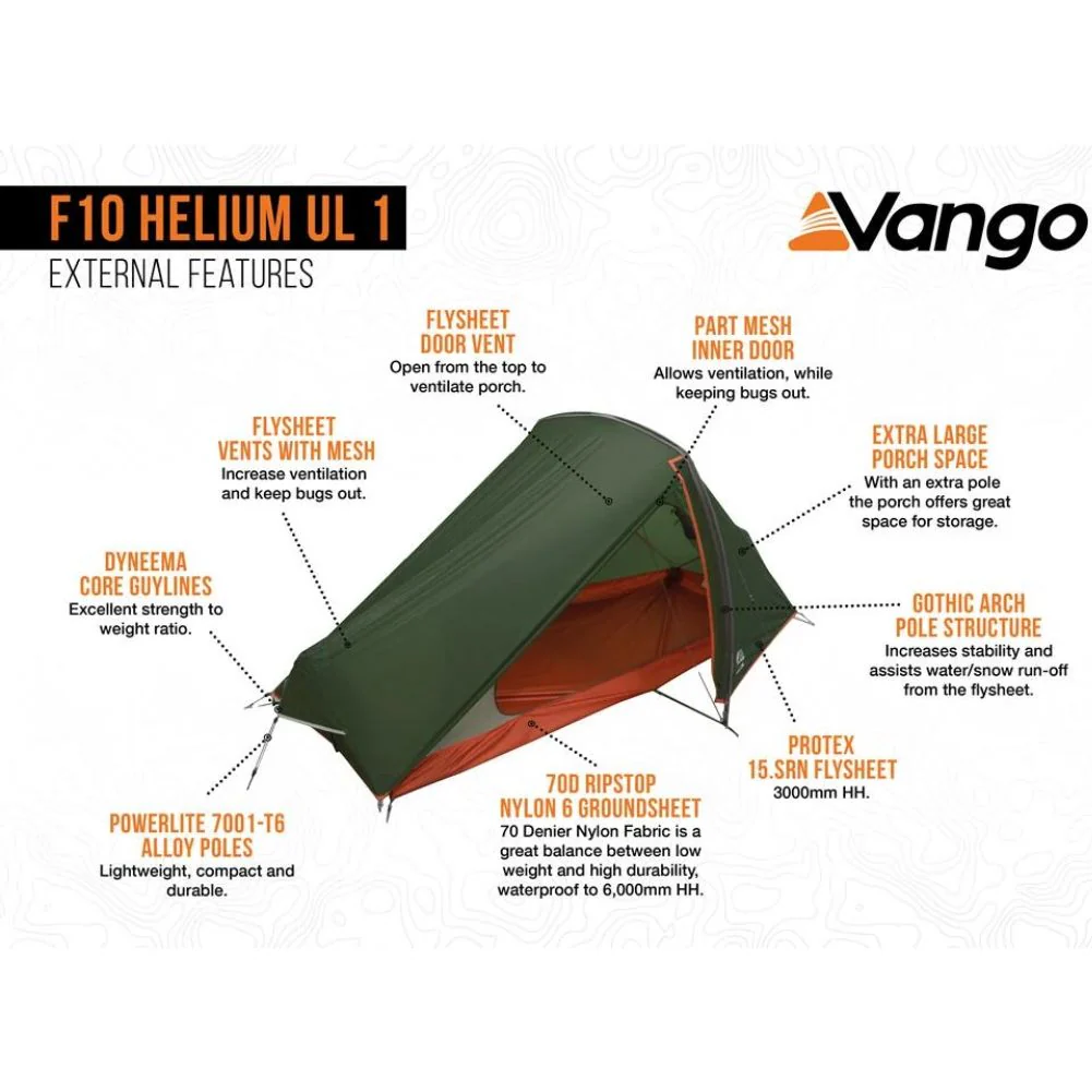Force Ten (F10) Helium 1 UL Lightweight Tent - 1 Man Trekking Tent - Image 14