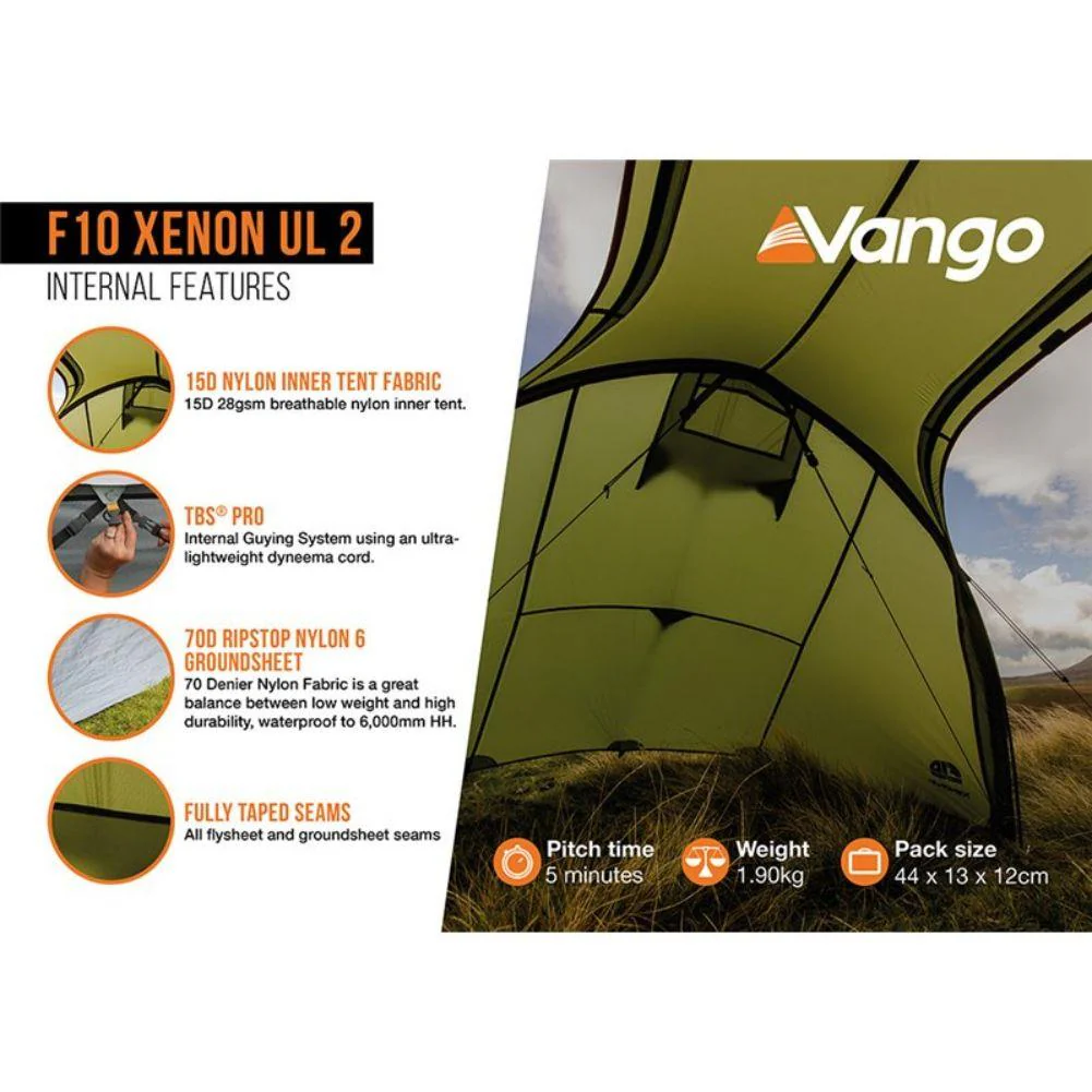 Force Ten (F10) Xenon UL 2 Tent - 2 Man Lightweight Trekking Tent - Image 7