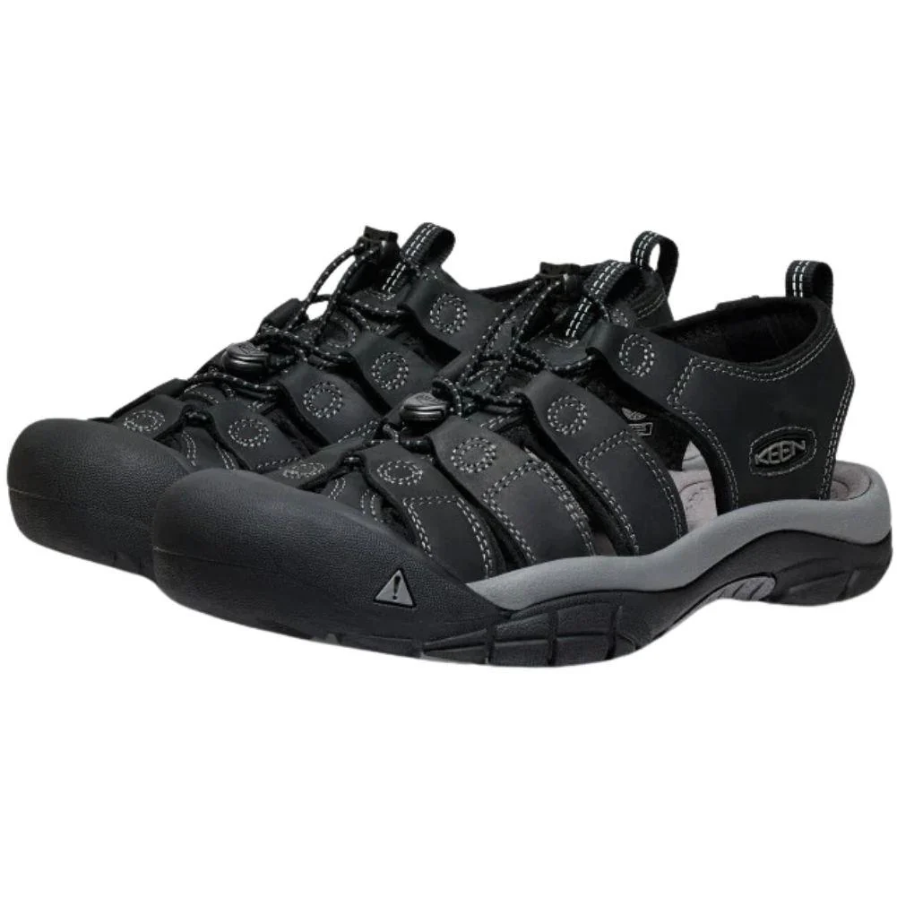 Keen Men's Newport Leather Sandal (Black/Steel Grey) - Image 2