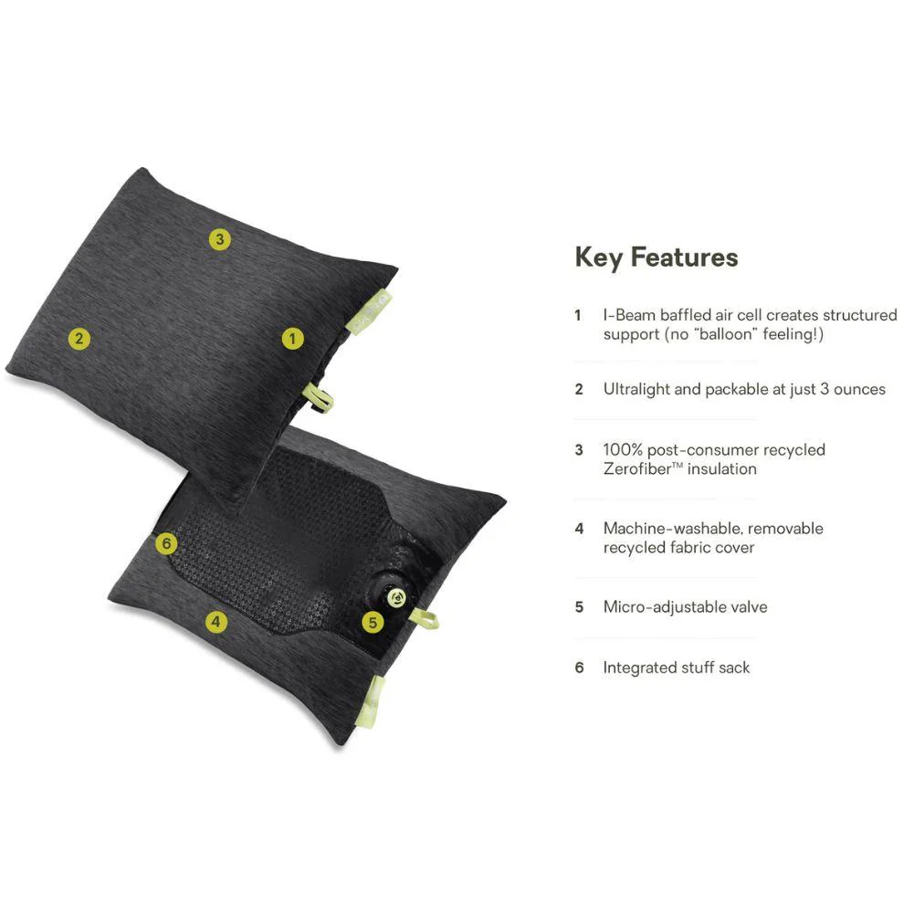 Nemo Equipment Fillo Elite Ultralight Backpacking Pillow (Black Pearl/Citron) - Image 3