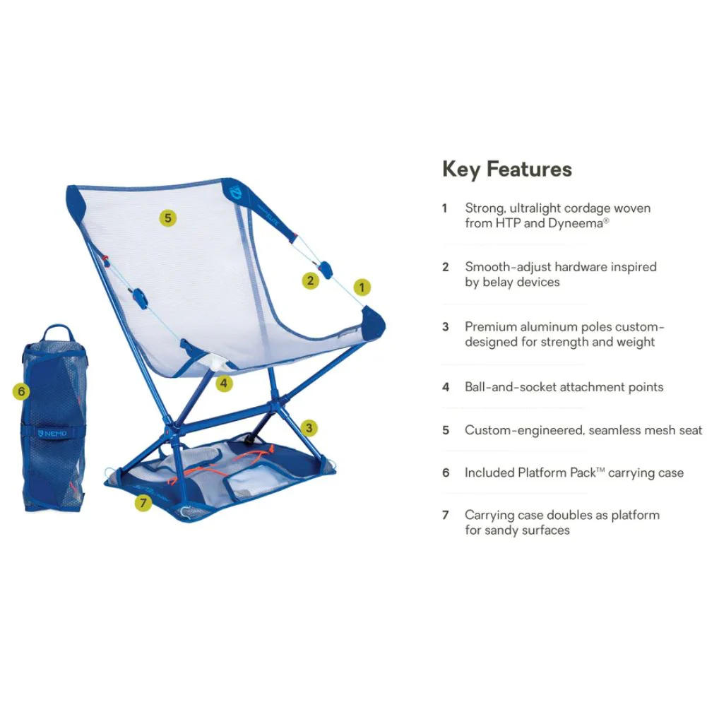 Nemo Equipment Moonlite Elite Reclining Backpacking Chair (Lake) - Image 2
