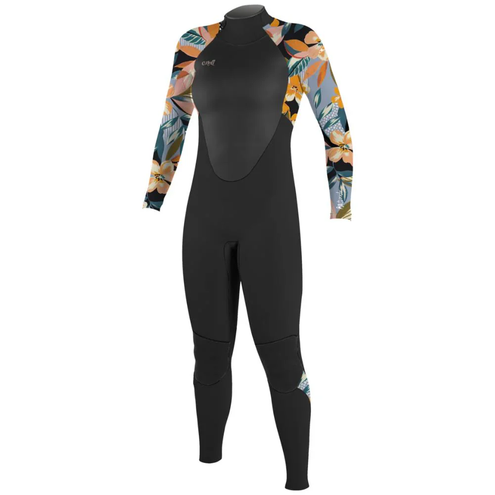 O'Neill Women Epic 4/3mm Back Zip Full Wetsuit (Black/Demiflora) - Image 3