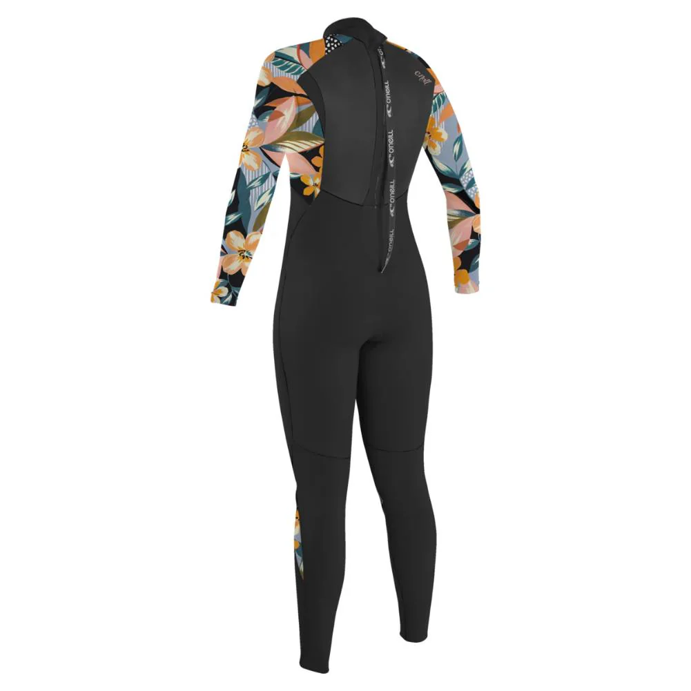 O'Neill Women Epic 4/3mm Back Zip Full Wetsuit (Black/Demiflora) - Image 4