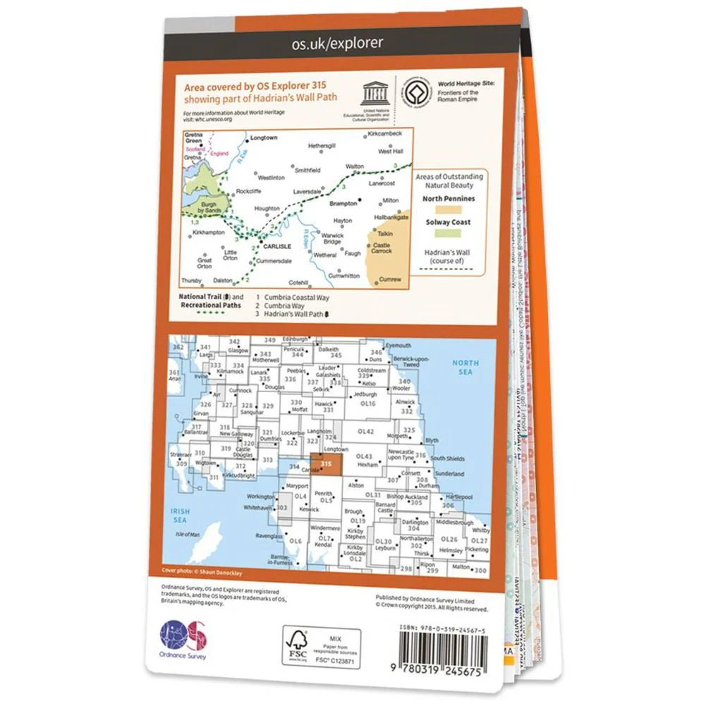 Ordnance Survey Explorer 315 Map Carlisle - Image 3