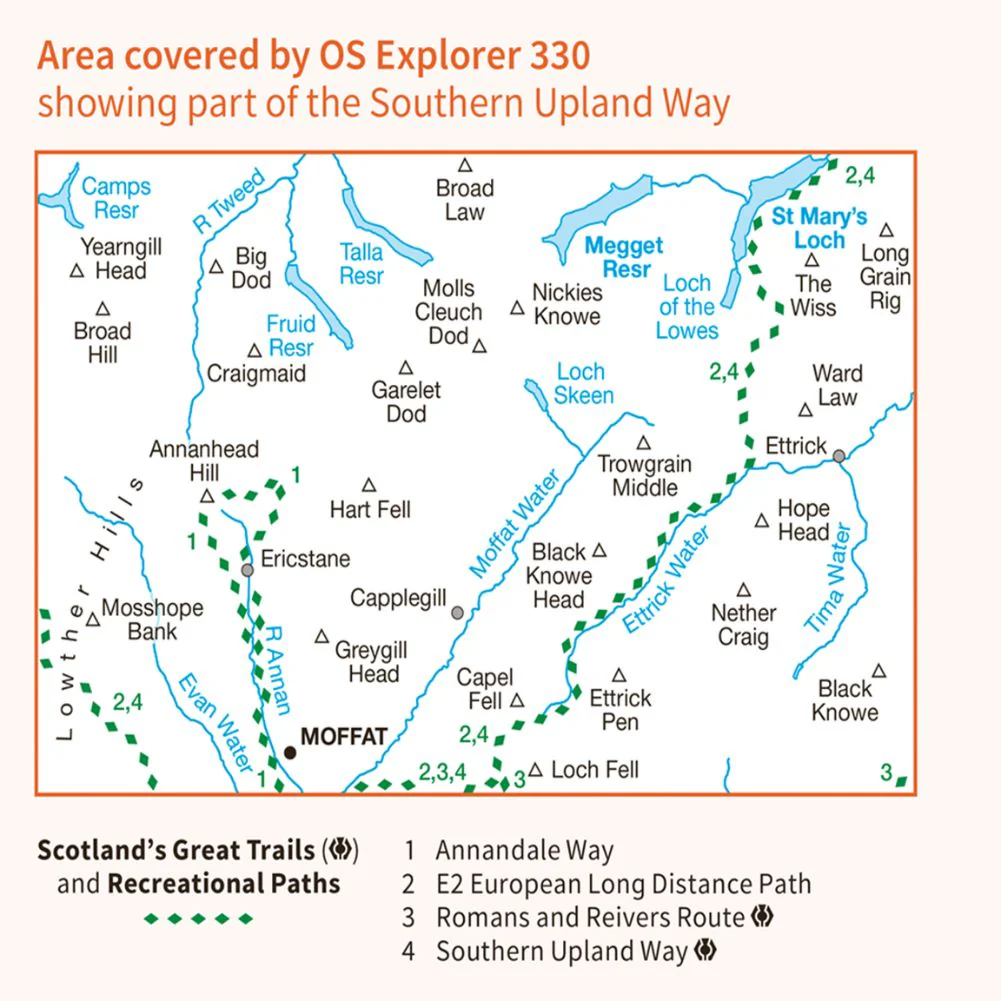 Ordnance Survey Explorer Map 330 Moffat &amp; St Mary's Loch - Image 5