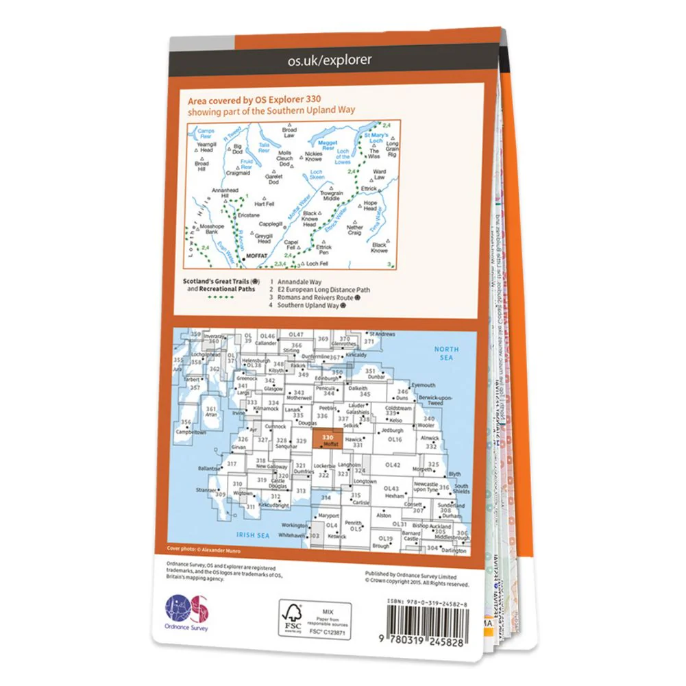 Ordnance Survey Explorer Map 330 Moffat &amp; St Mary's Loch - Image 6