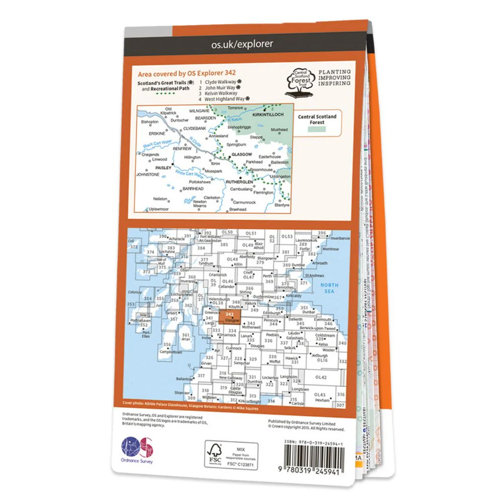 Ordnance Survey Explorer Map 342 Glasgow - Image 3