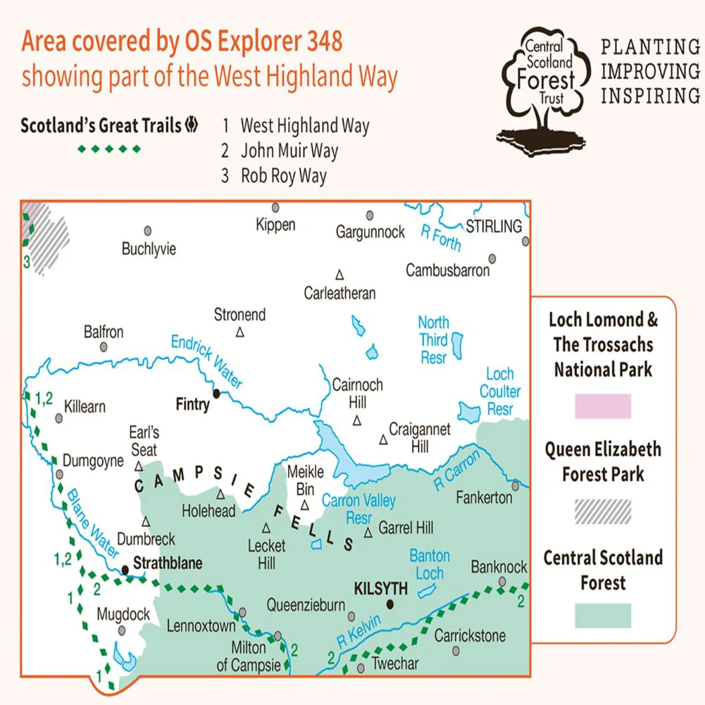 Ordnance Survey Explorer Map 348 Campsie Fells - Image 3