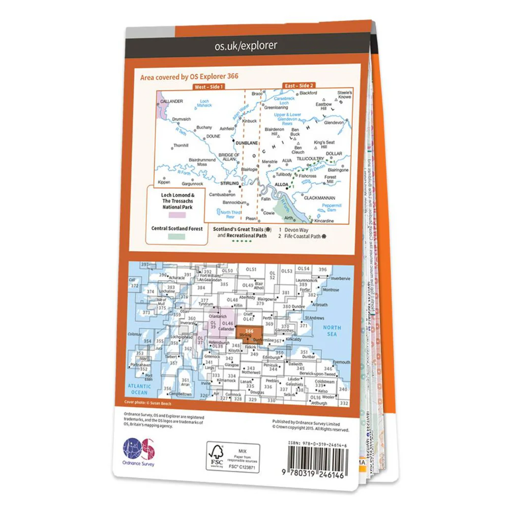 Ordnance Survey Explorer Map 366 Stirling & Ochil Hills West - Image 3