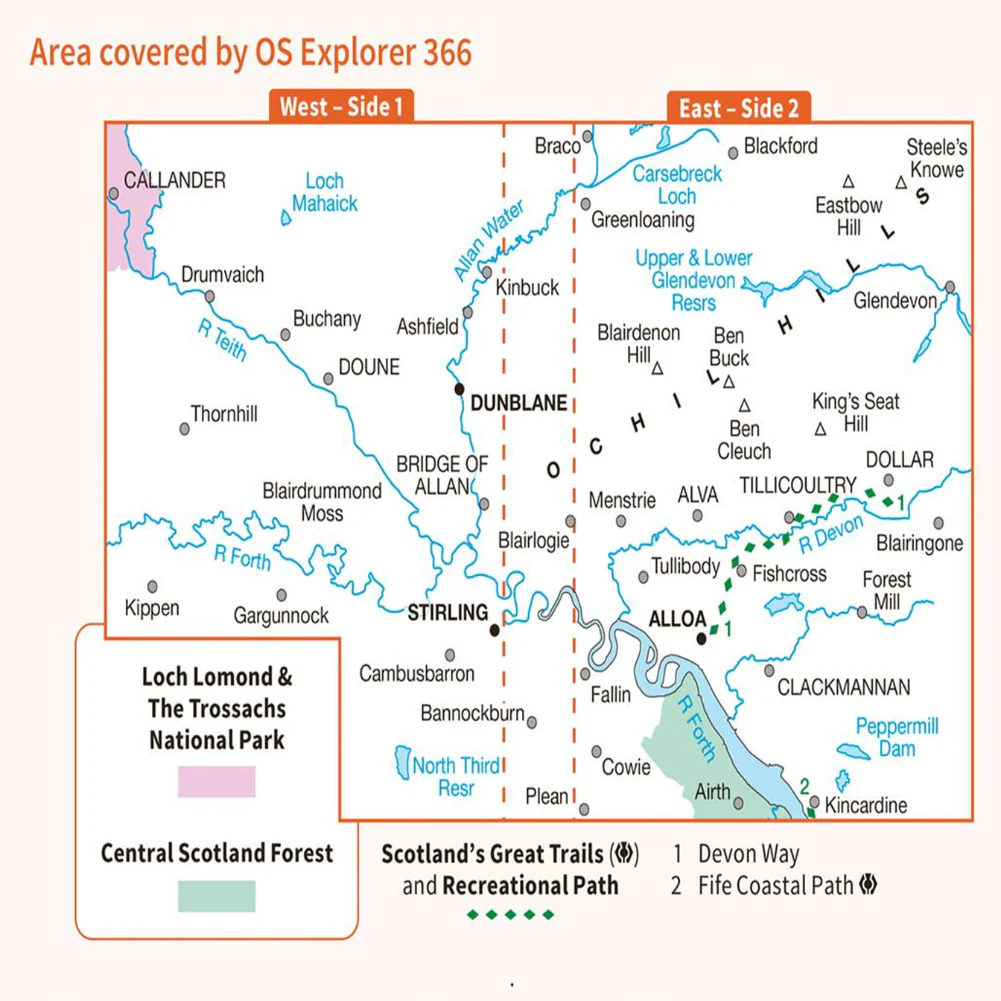 Ordnance Survey Explorer Map 366 Stirling & Ochil Hills West - Image 4