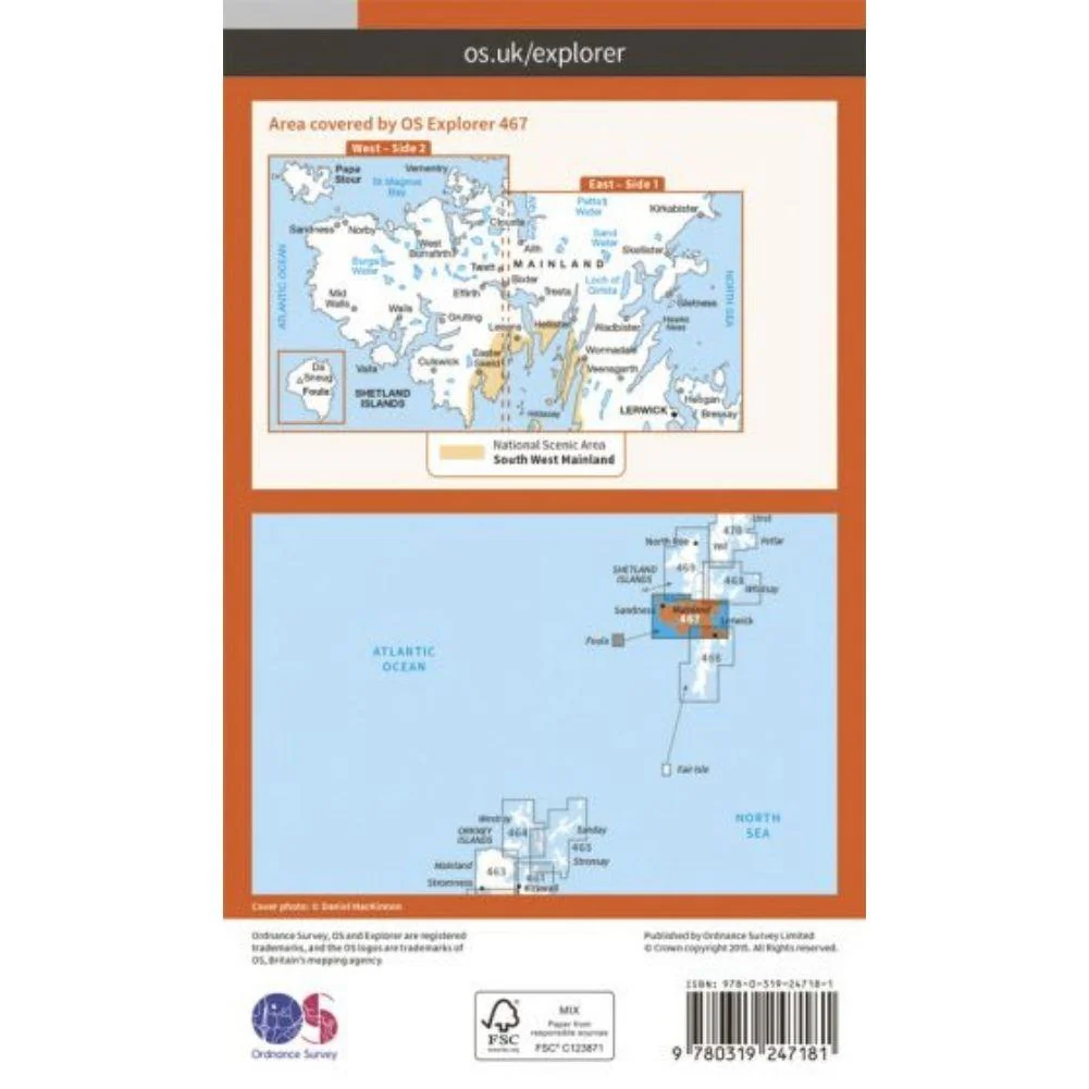 Ordnance Survey Explorer Map 467 Sheltand - Mainland Central - Image 2