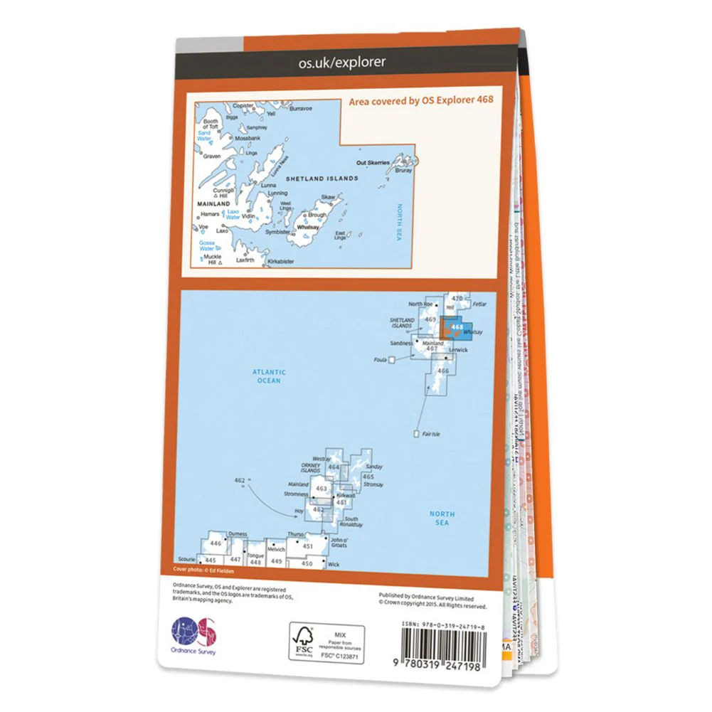 Ordnance Survey Explorer Map 468 - Shetland - Mainland North East Whalsay & Out Skerries - Image 2
