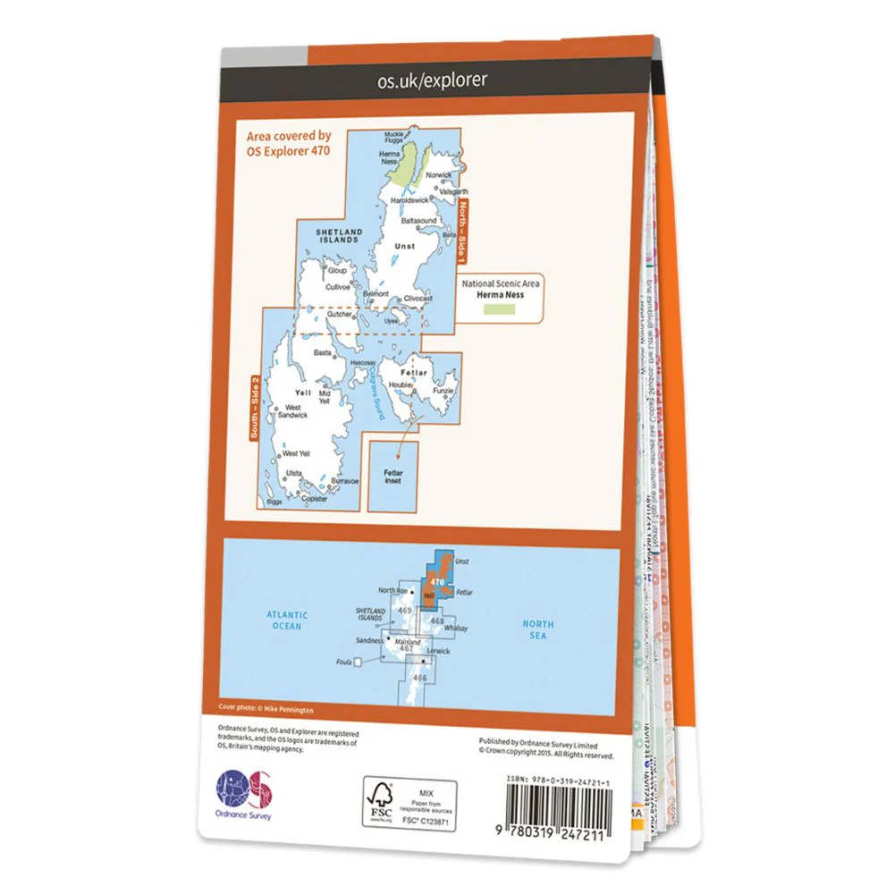 Ordnance Survey Explorer Map 470 - Shetland - Unst, Yell & Fetlar - Image 3