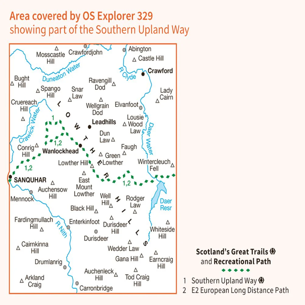 Ordnance Survey Explorer Map 329 Lowther Hills, Sanquhar & Leadhills - Image 4