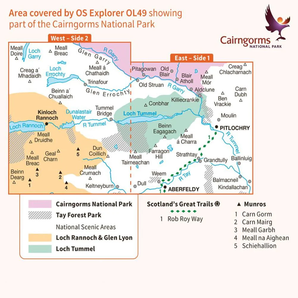 Ordnance Survey Explorer OL Map 49 - Pitlochry & Loch Tummel - Aberfeldy,Kinloch Rannoch & Schiehallion - Image 4