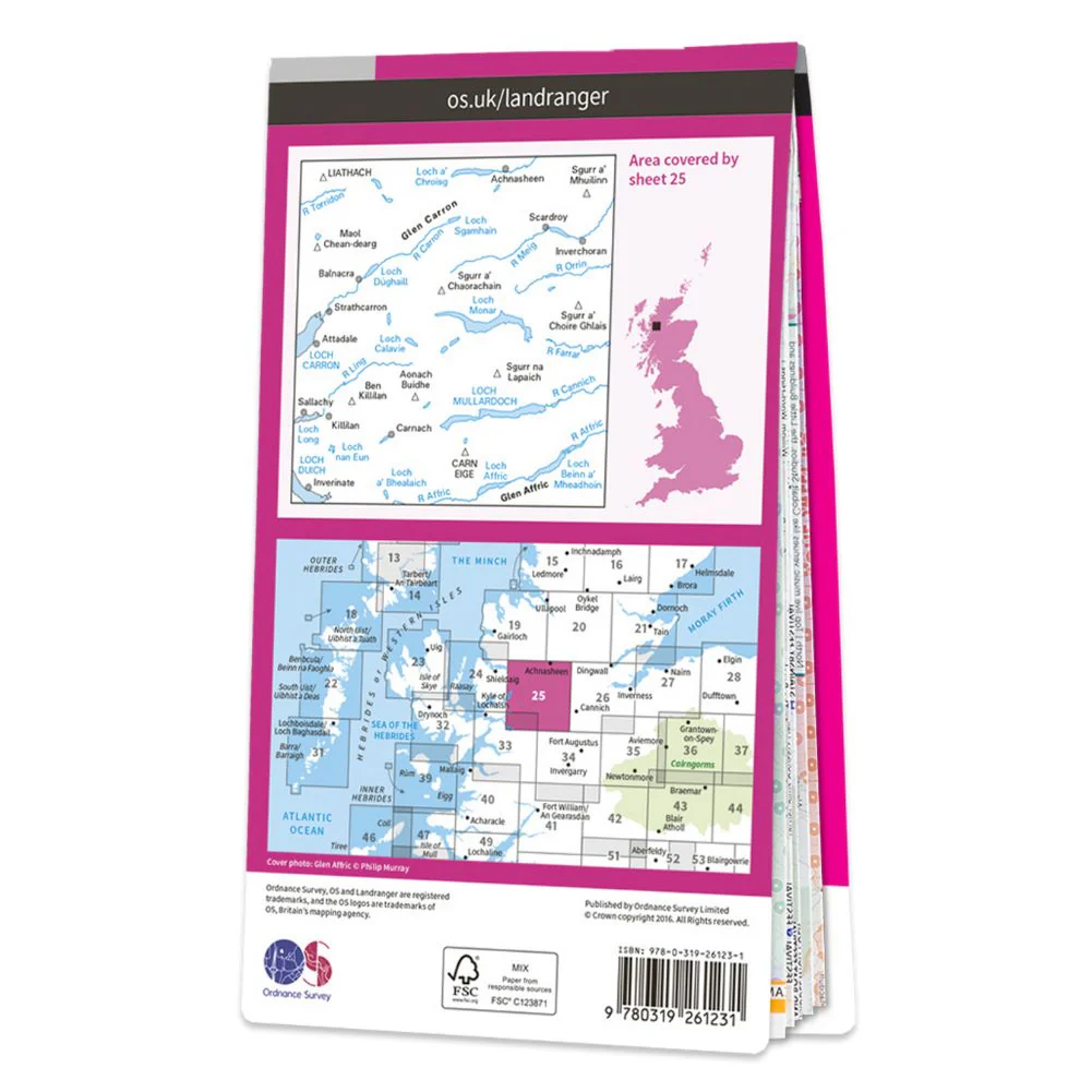 Ordnance Survey Landranger Map 25 Glen Carron & Glen Affric - Image 3