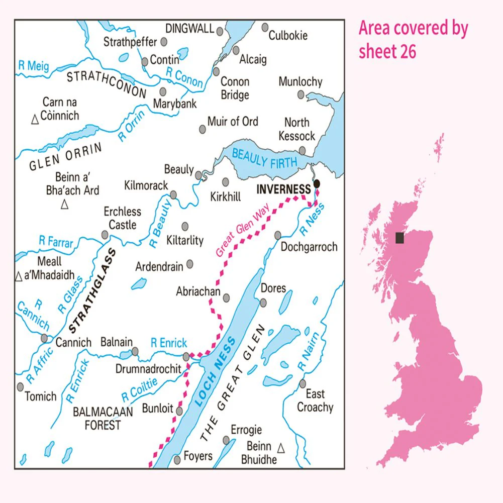 Ordnance Survey Landranger Map 26 Inverness & Loch Ness - Image 4