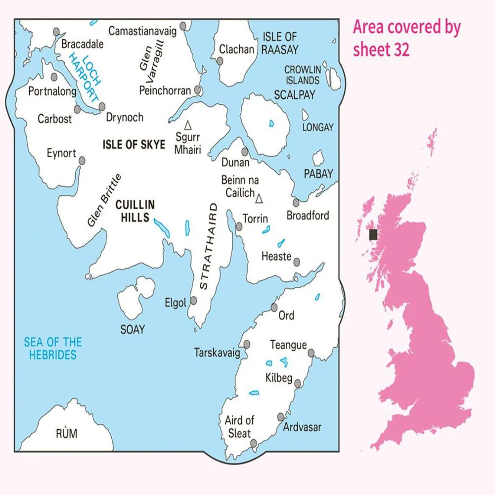Ordnance Survey Landranger Map 32 South Skye & Cuillin Hills - Image 4