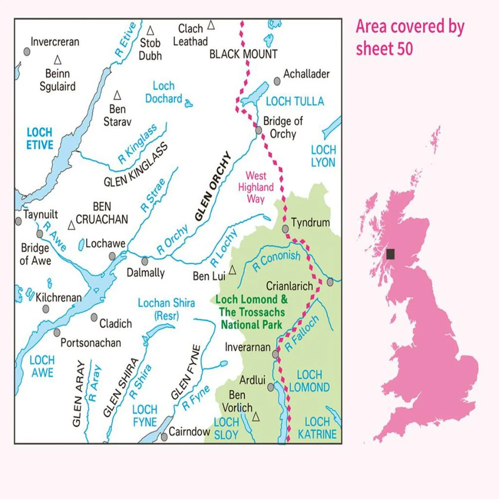 Ordnance Survey Landranger Map 50 Glen Orchy & Loch Etive - Image 4