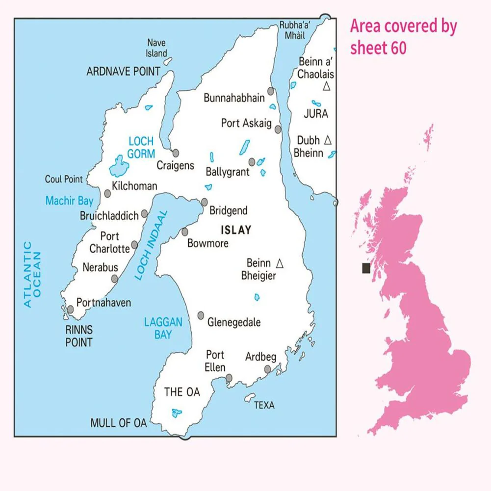 Ordnance Survey Landranger Map 60 Islay - Image 5