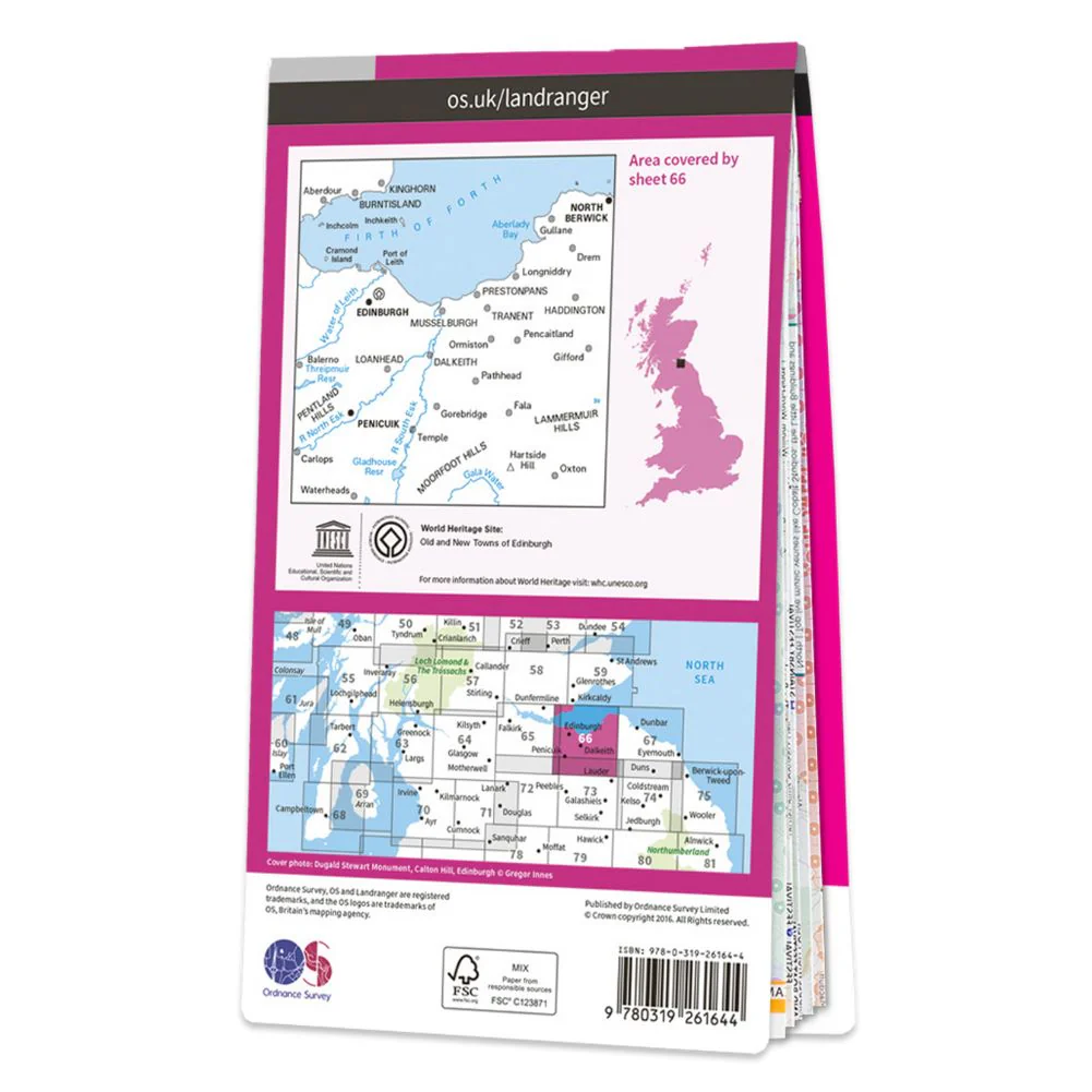 Ordnance Survey Landranger Map 66 Edinburgh - Image 3