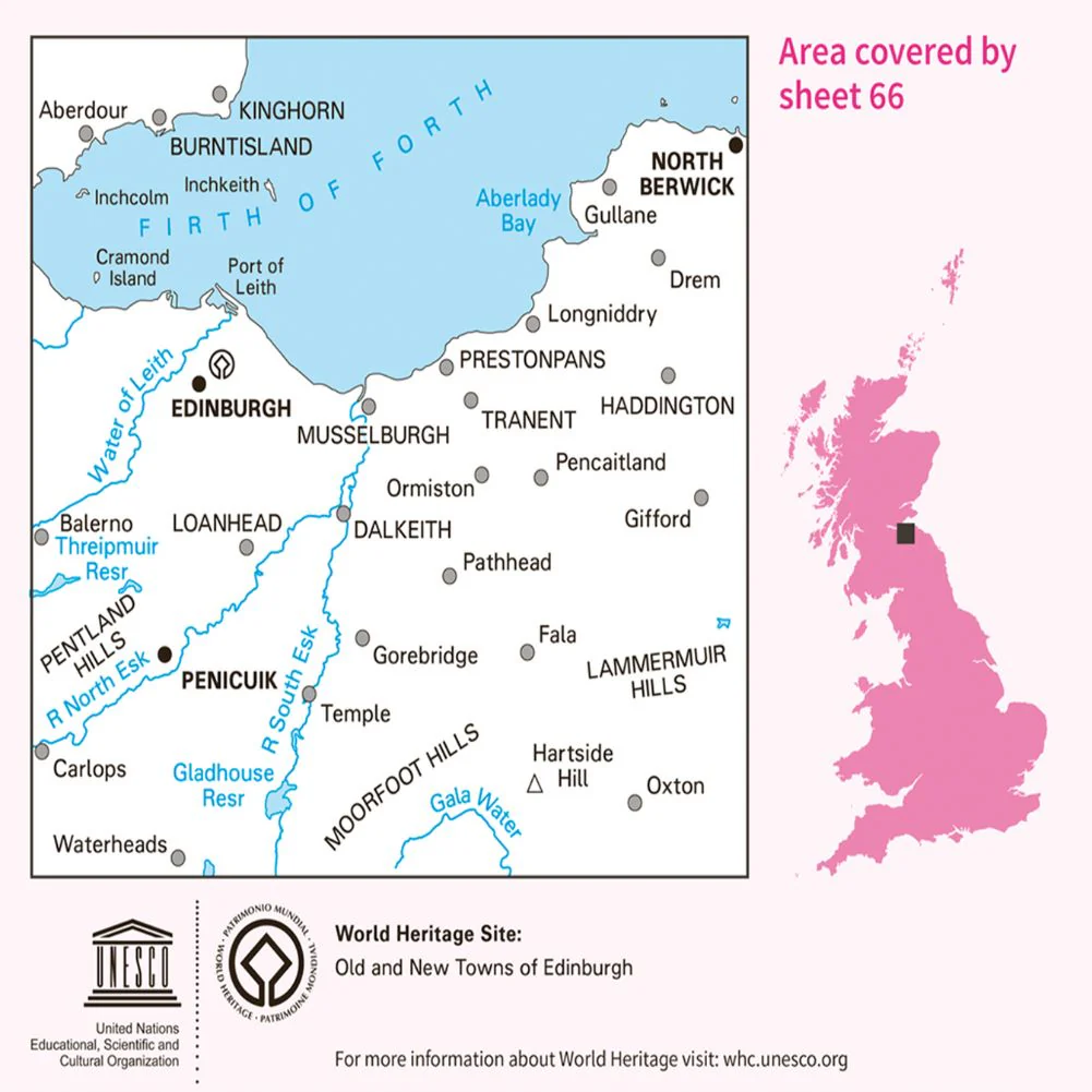 Ordnance Survey Landranger Map 66 Edinburgh - Image 4