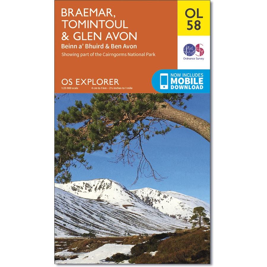 Ordnance Survey Map OL 58 Braemar, Tomintoul & Glen Avon