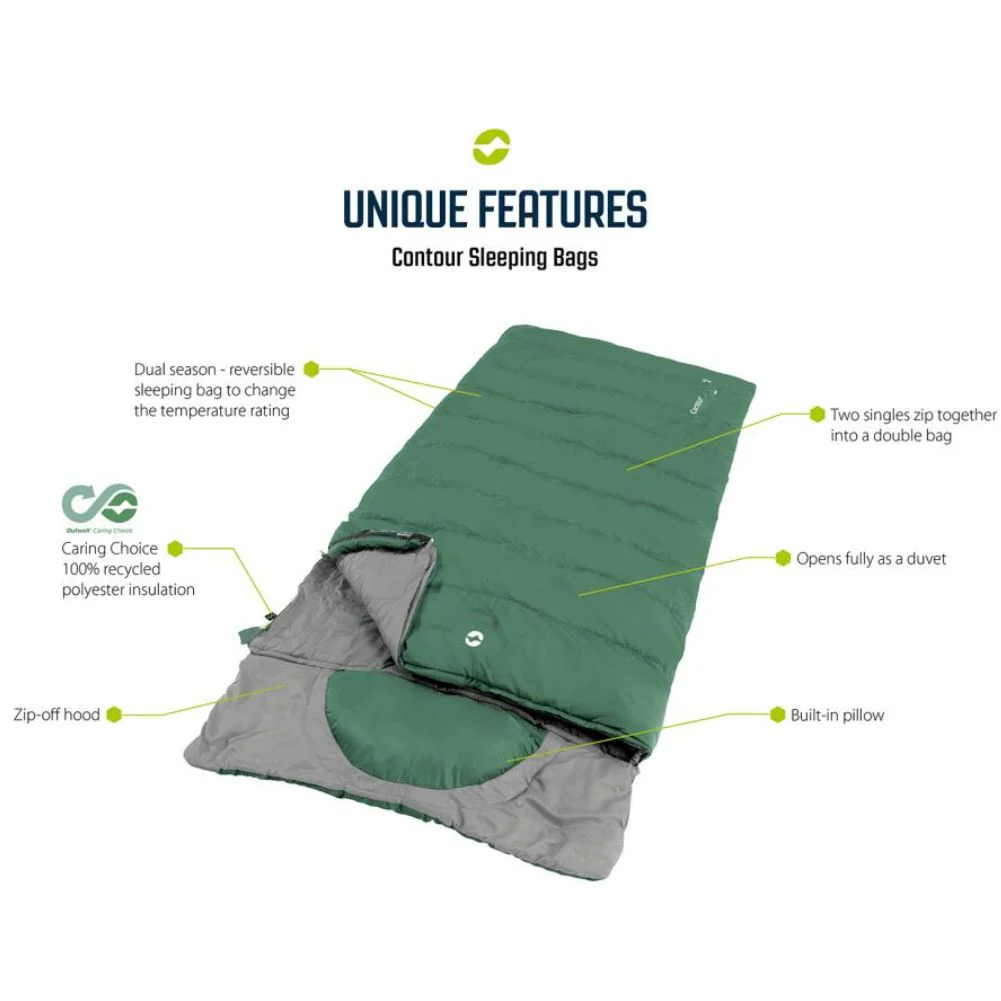 Outwell Contour Lux Reversible Sleeping Bag - Deep Blue - Image 4