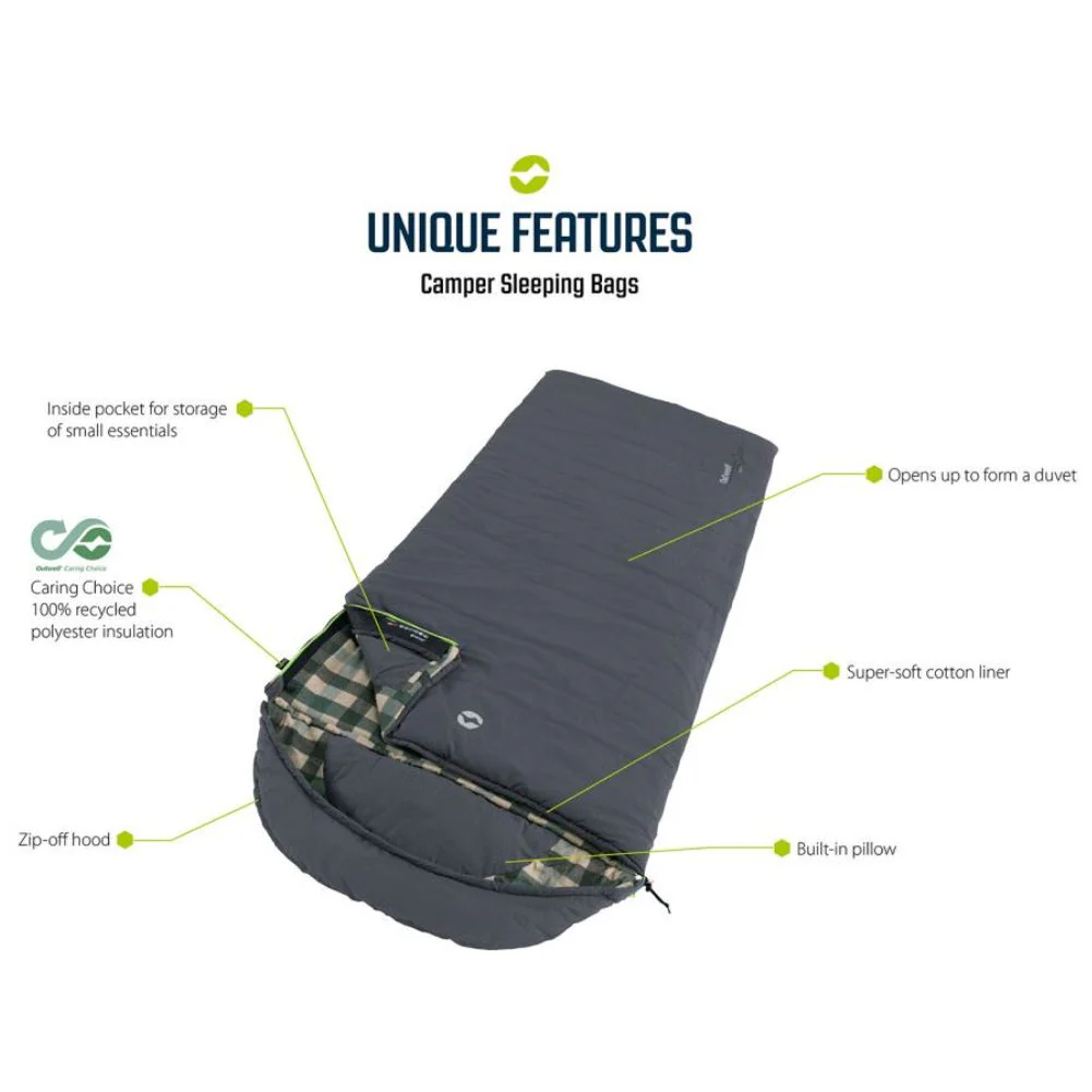 Outwell Camper Lux Double Sleeping Bag (Forest Green) - Image 5