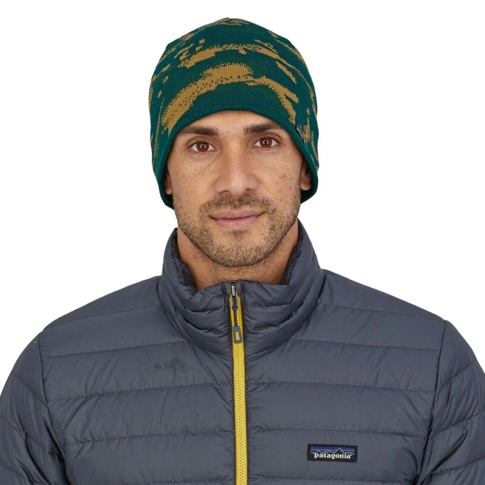 Patagonia Beanie Hat (Ocean Camo Knit/Dark Borealis Green) - Image 2
