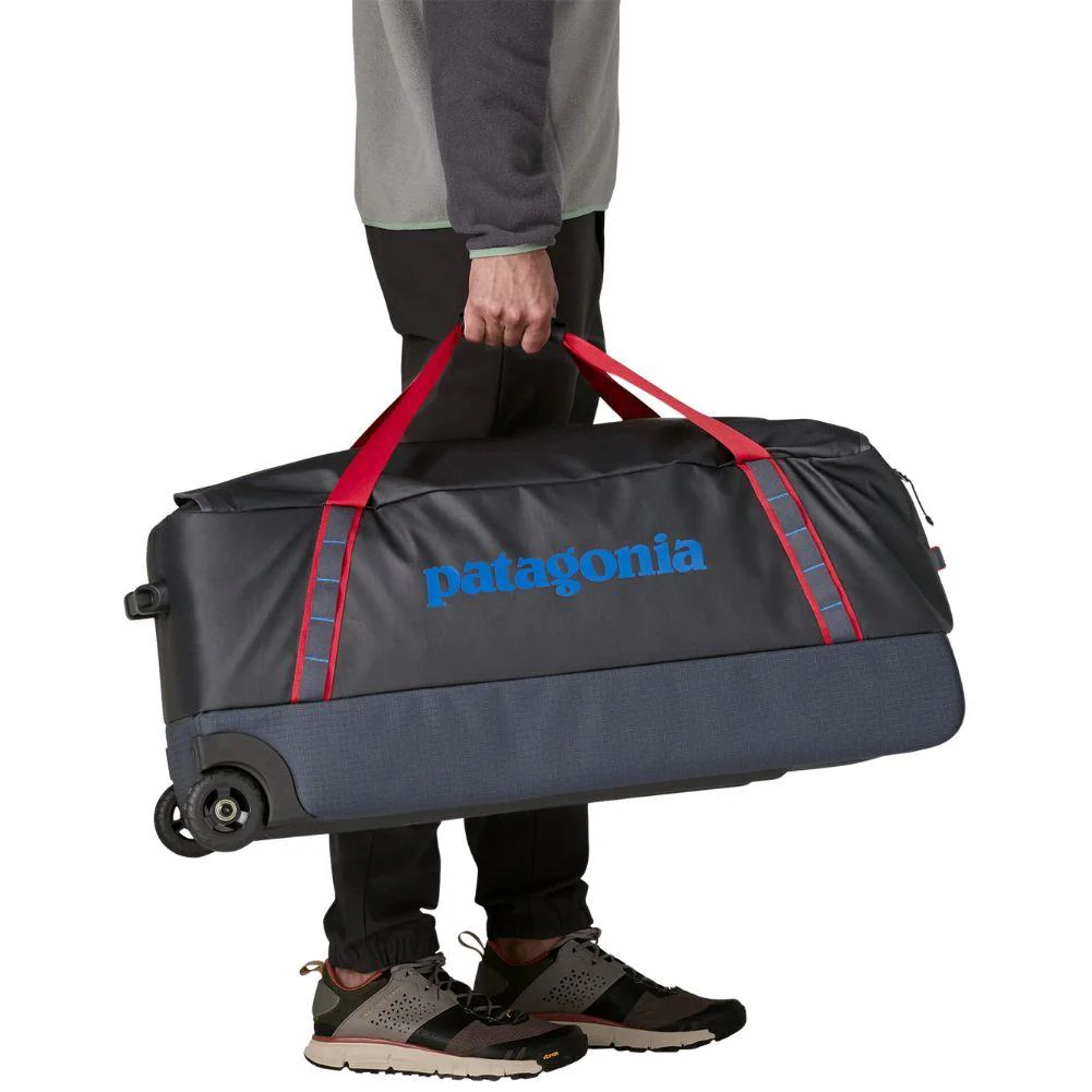 Patagonia Black Hole Wheeled Duffel 100L (Smolder Blue w/Amanita Red) - Image 3