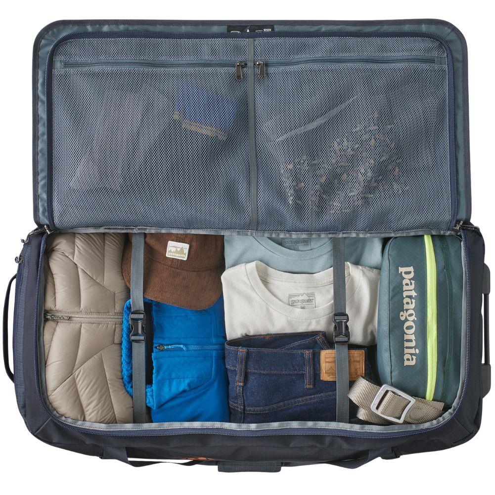 Patagonia Black Hole Wheeled Duffel 100L (Smolder Blue w/Amanita Red) - Image 5