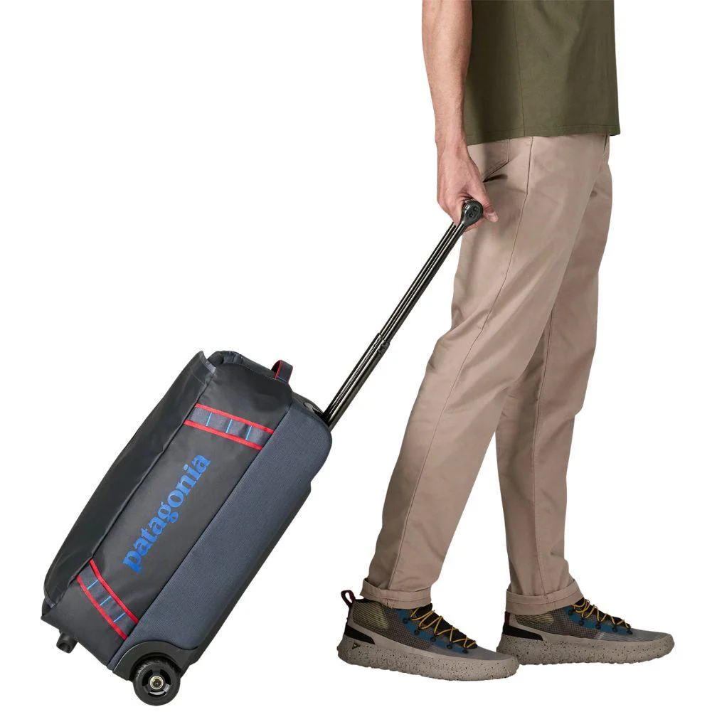 Patagonia Black Hole Wheeled Duffel 40L (Smolder Blue w/Amanita Red) - Image 2