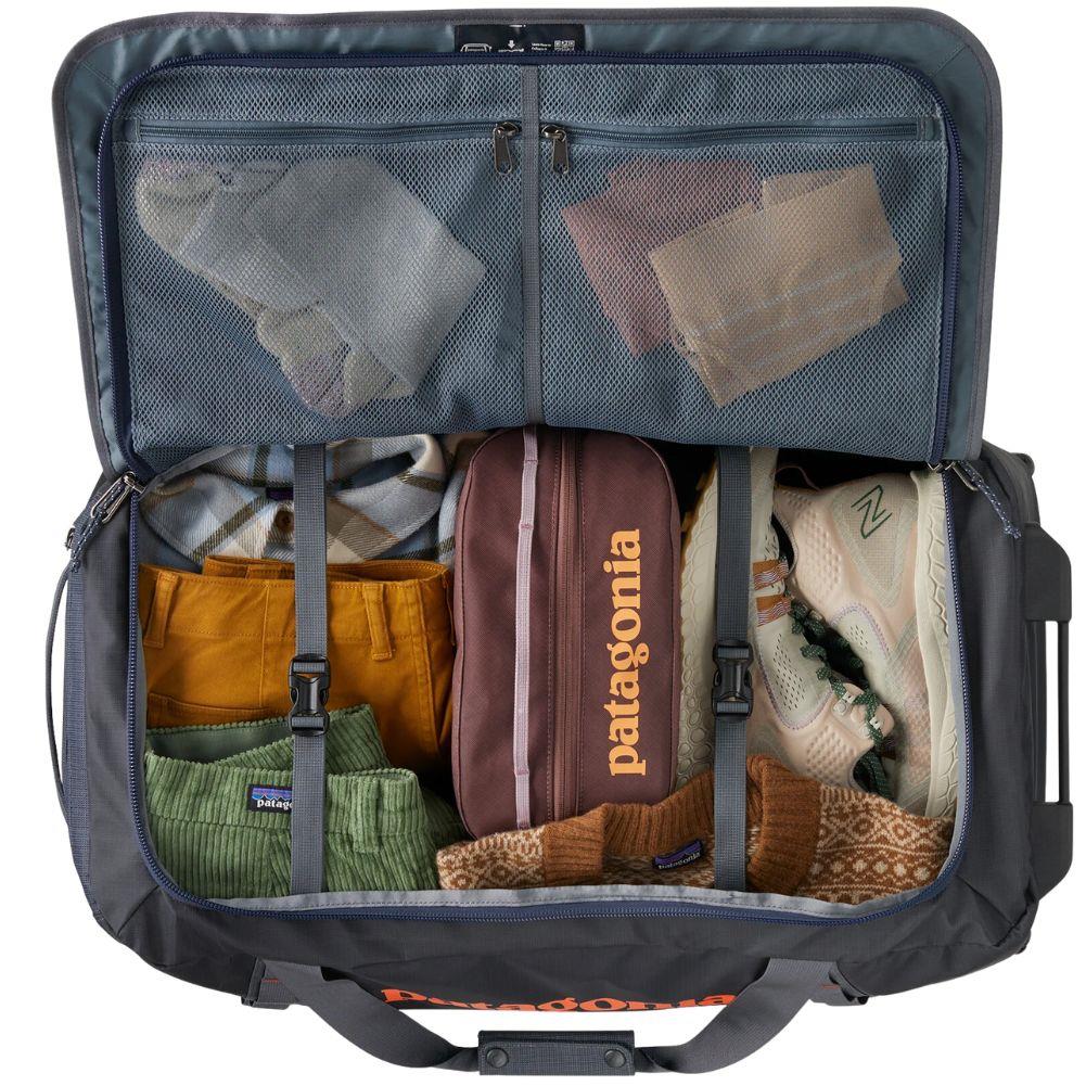 Patagonia Black Hole Wheeled Duffel 70L (Smolder Blue w/Amanita Red) - Image 5