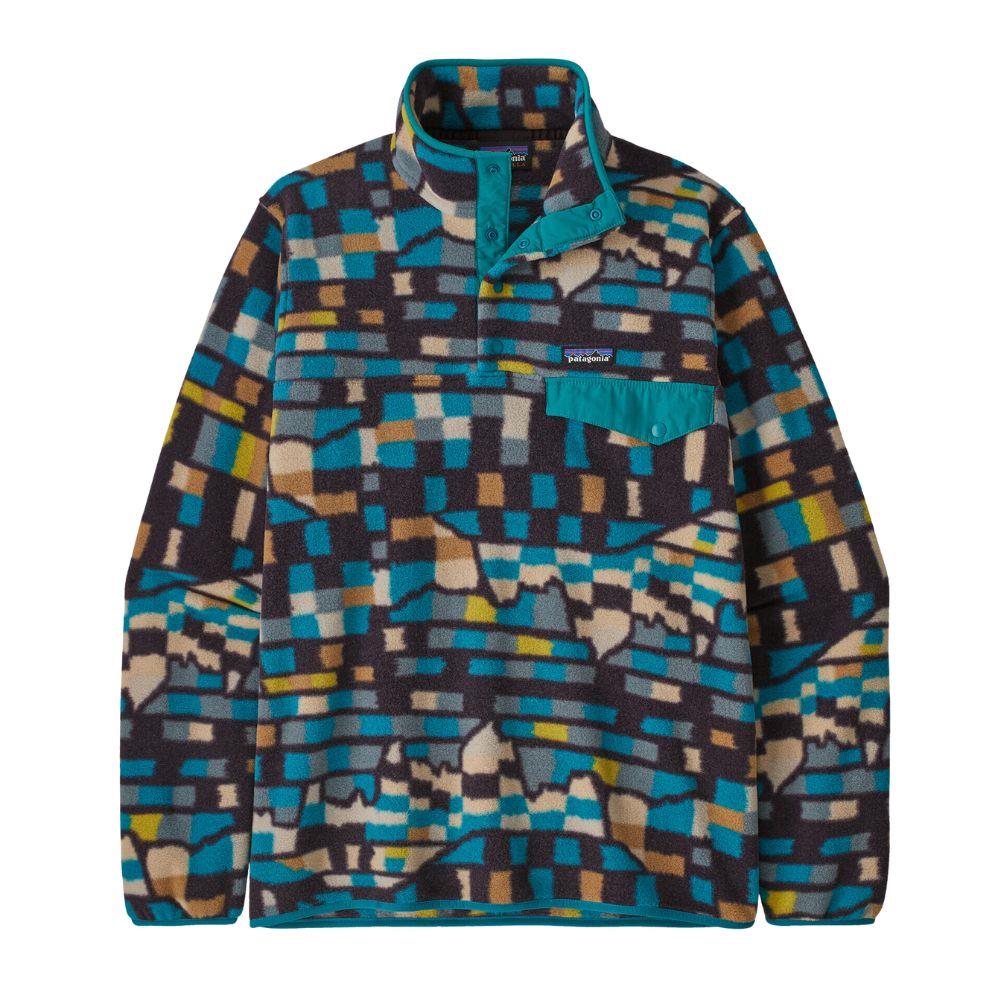 Patagonia Men's Lightweight Synchilla Snap-T Fleece Pullover (Fitz Roy Patchwork: Belay Blue)