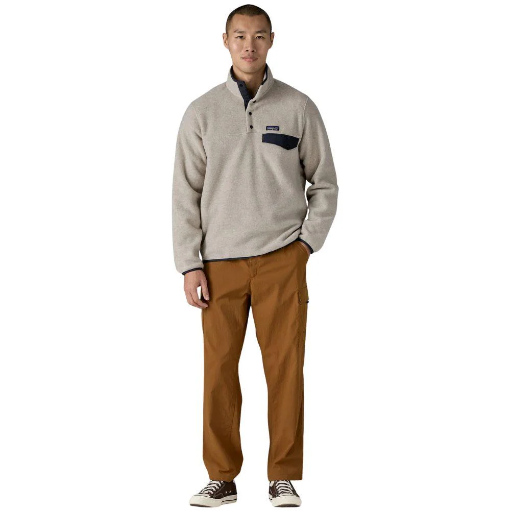 Patagonia Men's Lightweight Synchilla Snap-T Fleece Pullover (Oatmeal Heather w/Smolder Blue) - Image 4