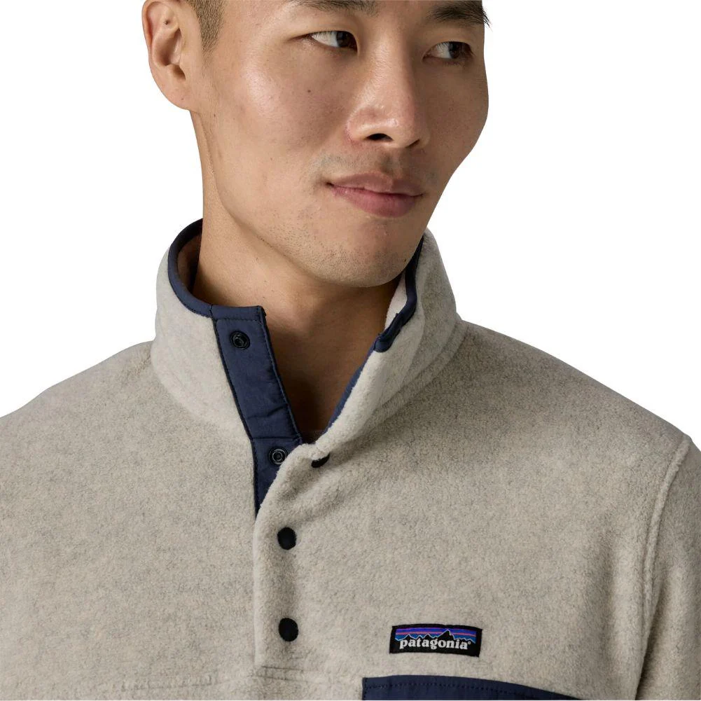 Patagonia Men's Lightweight Synchilla Snap-T Fleece Pullover (Oatmeal Heather w/Smolder Blue) - Image 6
