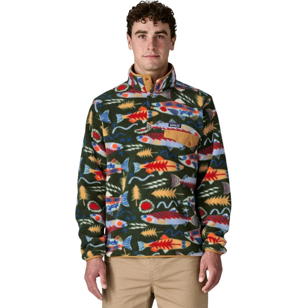 Patagonia Men's Lightweight Synchilla Snap-T Fleece Pullover (Salmon Energy: Old Growth Green) - Image 2