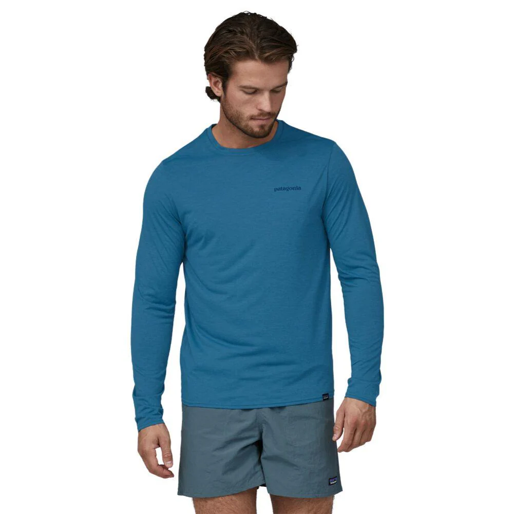 Patagonia Men's Long-Sleeved Capilene Cool Daily Graphic Shirt - Waters (Boardshort Logo: Wavy Blue X-Dye) - Image 2