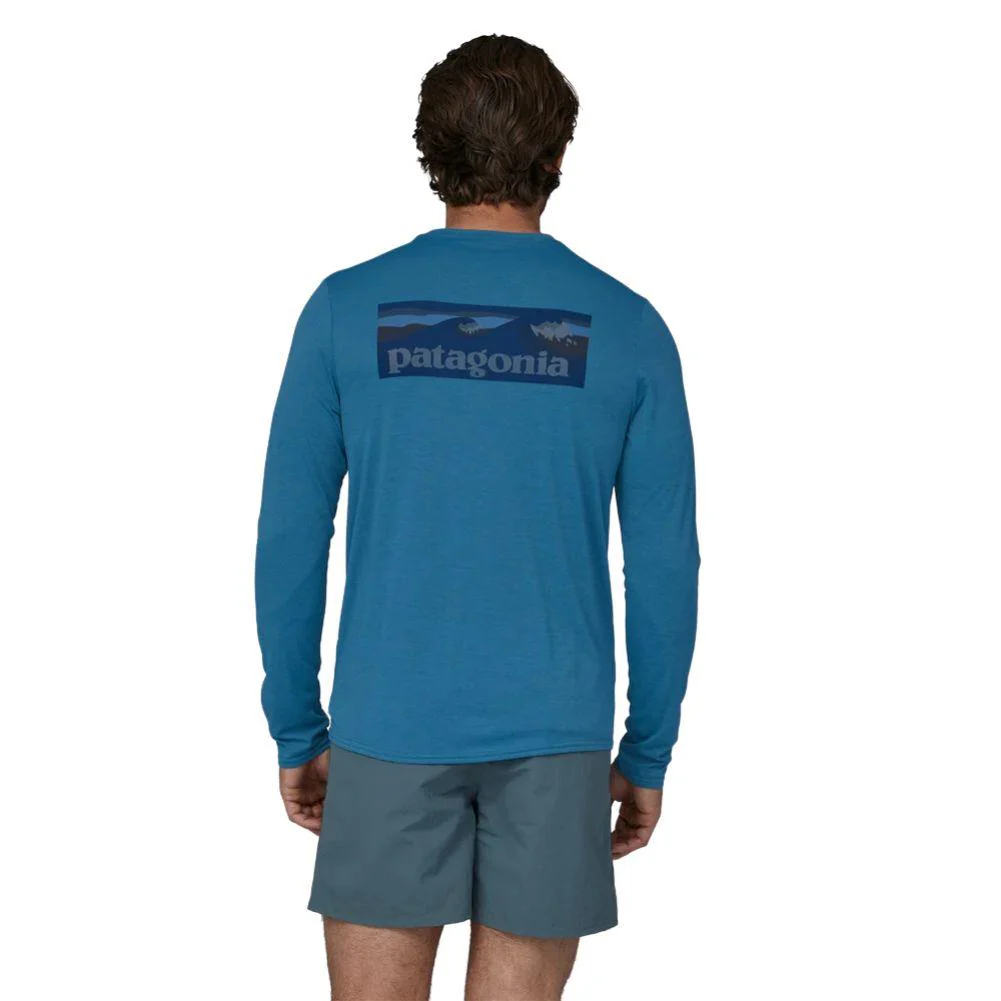 Patagonia Men's Long-Sleeved Capilene Cool Daily Graphic Shirt - Waters (Boardshort Logo: Wavy Blue X-Dye) - Image 3