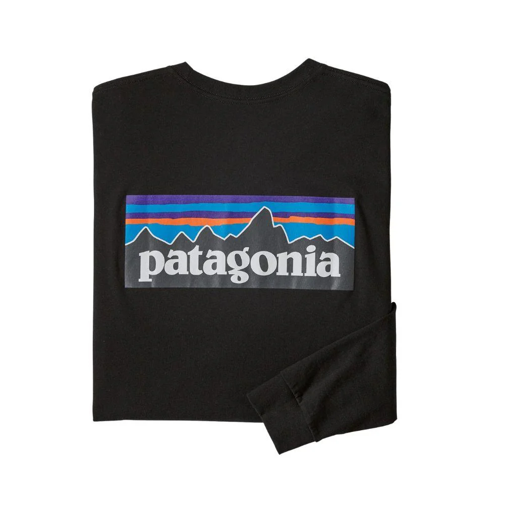 Patagonia Men's Long-Sleeved P-6 Logo Responsibili-Tee (Black)